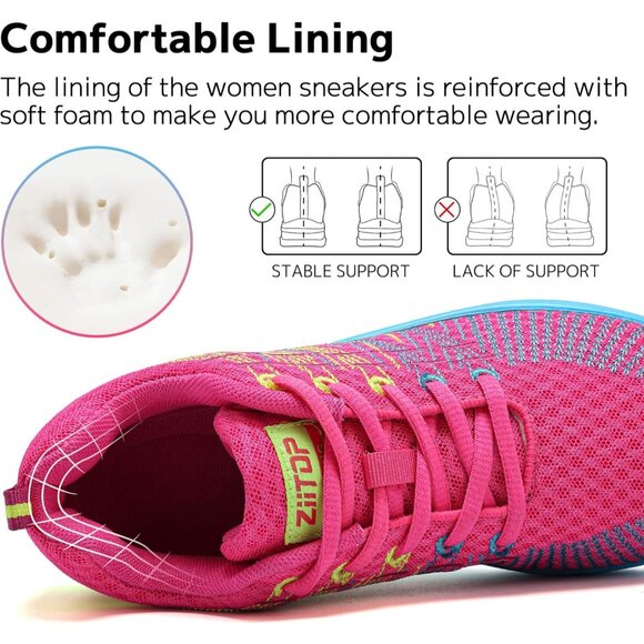 Brand New Women Pink Blue Rubber Running Shoes Air Cushion Mesh Sneakers 8.5 - Picture 4 of 7